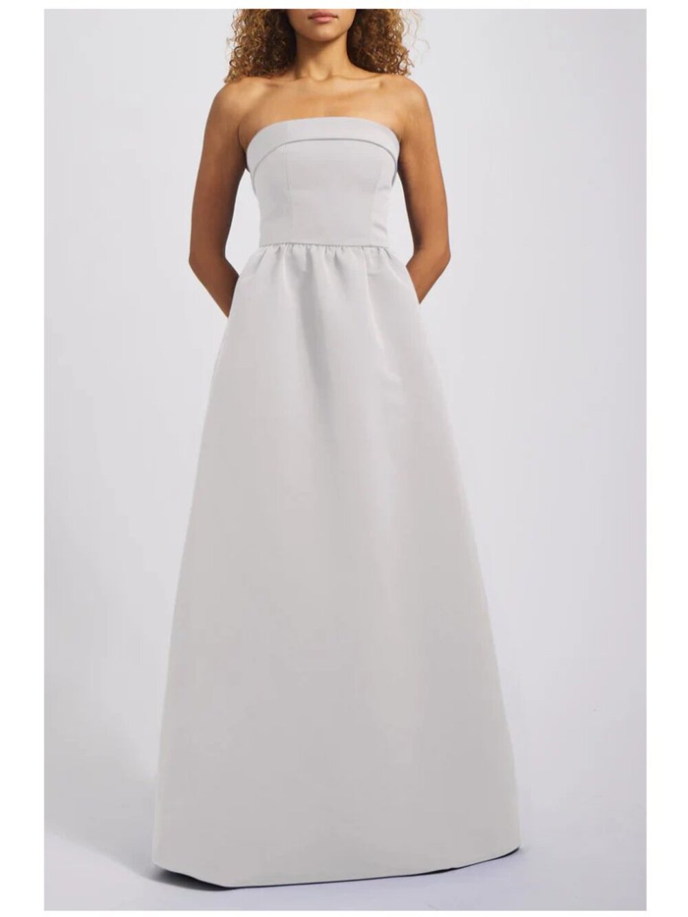 Platinum Strapless Fold Over A-line Faille Gown Style Rene Size 10